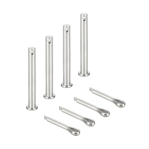 uxcell 4Pcs M8x70mm Clevis Pins, 304 Stainless Steel Single Hole Flat Head Hitch Fastener Lock Systems with Cotter Pins for Furniture Installation Trailer Lawn Mower, Silver - size: M8x70mm