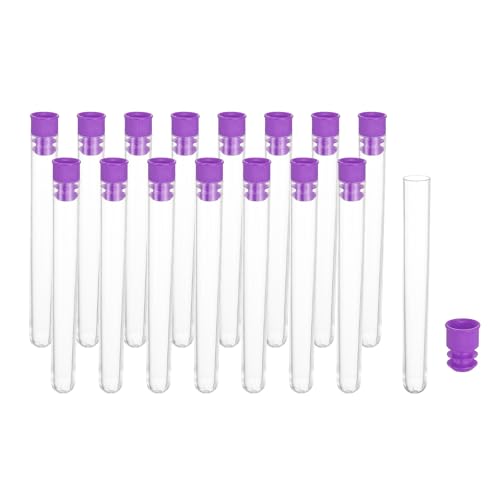 PATIKIL 3.9" Length Plastic Sewing Needle Storage Holder, 16 Pcs Portable Embroidery Needle Clear Pin Toothpick Storage Tubes Case for Craft Knitting, Purple - color: Purple, size: 3.9"