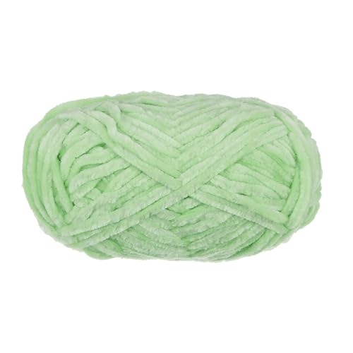 HARFINGTON 1 Skein Velvet Yarn Chenille Yarn 100g/3.5oz 87 Yards Total Length 6# Super Bulky Polyester Soft Blanket Yarn for Knitting Bag Scarf, Light Green - color: Light Green