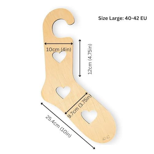 Wooden Sock Blockers Heart Motif, One Pair Knitting and Crochet Sock Mold, Sock Display - Large (US 9-10 / EU 40-42) - size: Large (US 9-10 / EU 40-42)