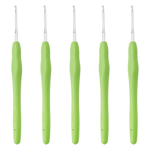 10 pcs Aluminum Crochet Hooks Knitting Needles Pin 2mm Random Color Smooth Silicone Handle Crochet Hook Craft Yarn for Beginners Handmade DIY Knitting Scarves Sweater Hat Clothing Accessories - color: Pin 2mm