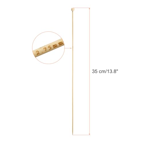 HARFINGTON 2.75mm Bamboo Knitting Needle Straight Single Pointed 13.8 Inch Long Wooden Sweater Beginners Hand Knitting Needles US Size 2 for Yarn Hand DIY - size: 2.75mm US Size 2