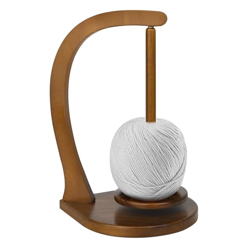 Wooden Yarn Holder for Knitting and Crocheting, Magnetic Crochet Yarn Holder, Spinner Yarn Holder for Crocheting, Crochet Accessories for Yarn Ball (Walnut Brown) - Large - color: Walnut Brown