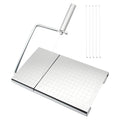 1PCS Cheese Cutter Slicer Board Stainless Steel Block Cheese Slicer with Grid Scale Lines and Replacement Wires