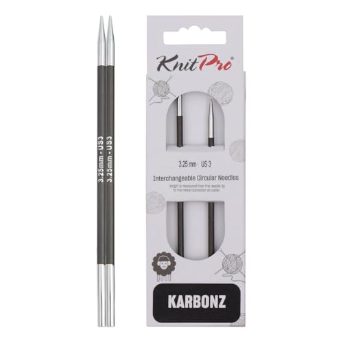 KnitPro Karbonz Interchangeable Circular Needle 5" (13cm) | US Size 3 (3.25mm) - size: US 3 (3.25mm)