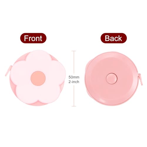 HARFINGTON 2pcs Soft Tape Measure 60-Inch 1.5 Meter Retractable Mini Cartoon Measuring Tape Cute Tape Ruler for Sewing Craft Cloth Body Measurements, Pink Flower - color: Pink Flower