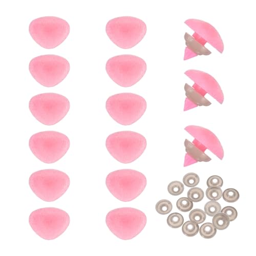 MECCANIXITY 15 Sets Safety Noses, 15 mm Safety Eyes and Noses with Washers for Crochet Animals Plush Bear Doll Making Supplies Accessories, Pink - color: Pink