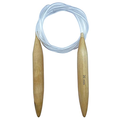 Mdoker Wooden Circular Knitting Needles 60-inch Length Jumbo Cicular Knitting Needle for Giant Chunky Yarn Carpet Scarf Bulky Wool Roving Weaving,US Size 36(20mm) - size: US 36 (20mm), 60 Inches