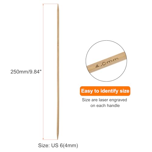HARFINGTON 8Pcs Bamboo Knitting Needles Double Pointed Size US 6(4mm) Carbonized 10 Inch(25cm) Straight for Handmade Creative DIY Knitting Craft Yarn - size: US 6(4mm)