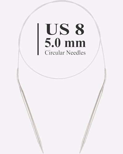 US Size 8 Circular Knitting Needles 40-inch (100cm) Total Length | 5.0mm Round Knitting Needles for Beginners to Knit Oversized Sweaters, Cardigans, Blankets and Large Knitting Projects - size: 40inch-US8/5.0mm