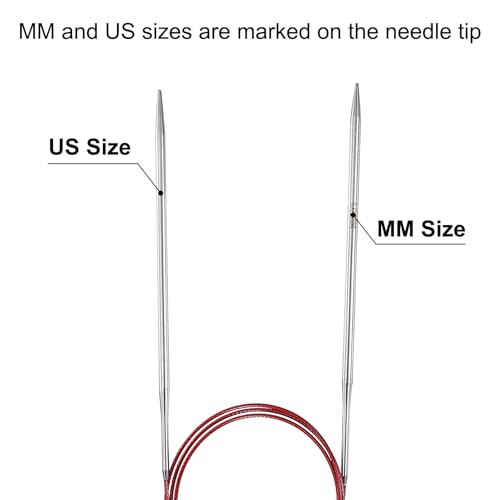 uxcell US 6(4mm) Knitting Circular Needle 40 Inch(100cm) Metal Round Stainless Steel Needle with Large Eye Sewing & Stitch Markers for Handmade Projects DIY Knit Blankets - size: US6(4mm)
