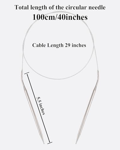 US Size 7 Circular Knitting Needles 40-inch (100cm) Total Length | 4.5mm Round Knitting Needles for Beginners to Knit Oversized Sweaters, Cardigans, Blankets and Large Knitting Projects - size: 40inch-US7/4.5mm