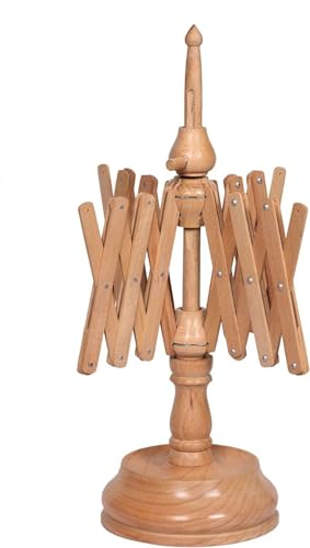 Wooden Yarn Swift Winder – Handcrafted Beechwood Umbrella Skein Holder with Rotating Base for Knitting & Crocheting Antique Finish (Beechwood Winder +Swift) - color: Beechwood Winder +Swift (Combo)