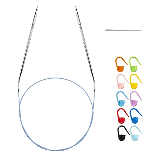 Circular Knitting Needles Set for Beginners, 32 inch US Size 6 (4mm) Metal Round Knitting Needles with Magic Loop, Stainless Steel Fixed Cable Lace Circle Needles for Sweater, Socks, Blankets, Scarf - color: Size US 6 (4mm)