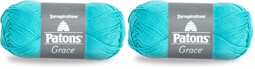Patons Grace Yarn, 1.75 oz, Aquifer, 1 Ball (Pack of 2) - color: Aquifer, size: 2 Pack