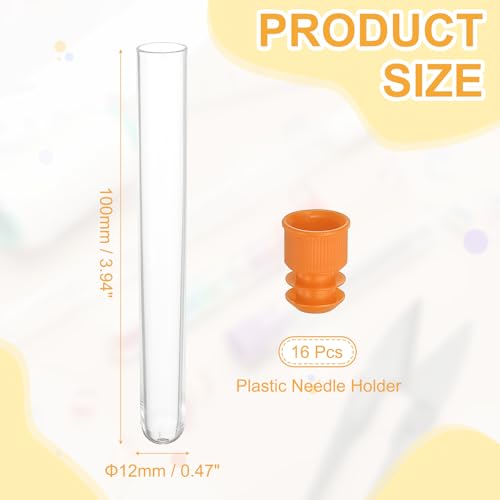 PATIKIL 3.9" Length Plastic Sewing Needle Storage Holder, 16 Pcs Portable Embroidery Needle Clear Pin Toothpick Storage Tubes Case for Craft Knitting, Orange - color: Orange, size: 3.9"