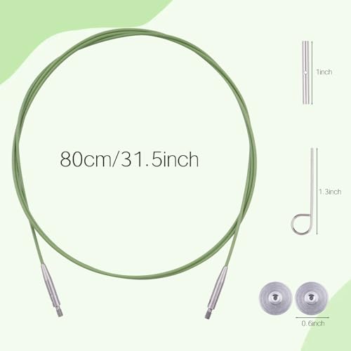 BsHooker Interchangeable Cables for Circular Knitting Needles 31.5 Inch | 360°Swivel Flexible Knitting Needles Cable - size: 31.5inch
