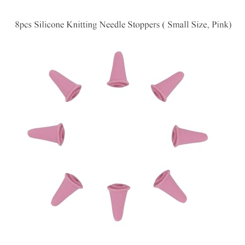 8pcs Knitting Needle Stoppers, Pink Small Silicone Knitting Needle Point Protector Needle Tip Cap Stitch Stopper Protector Cover Knitting Accessories Supplies for Knitting Needle, SATONBEYI - color: Pink, size: Silicone-Small-8P