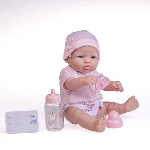 JC Toys - La Newborn Nursery | 7 Piece Baby Doll Gift Set | 12" Life-Like Baby Doll with Accessories | Pink | Ages 2+ (18344) - color: Pink Caucasian