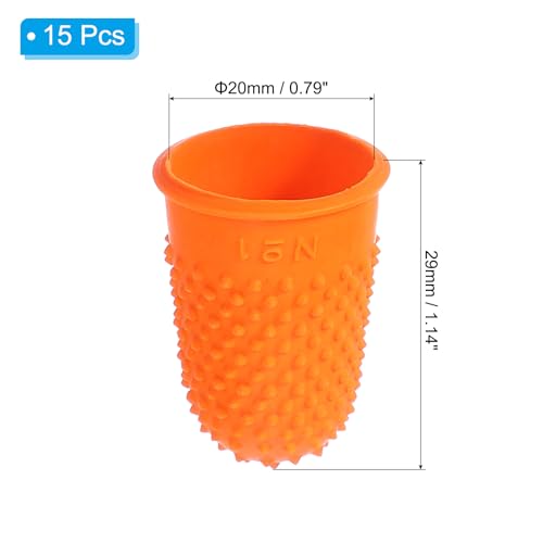 PATIKIL Rubber Finger Tips, 15 Pack Silicone Thumb Fingertip Protector Finger Cots Covers Guard Pads Thimble Grips for Office Counting Sewing, Orange M Size - color: Orange, size: 1.2x0.8inch（Medium）