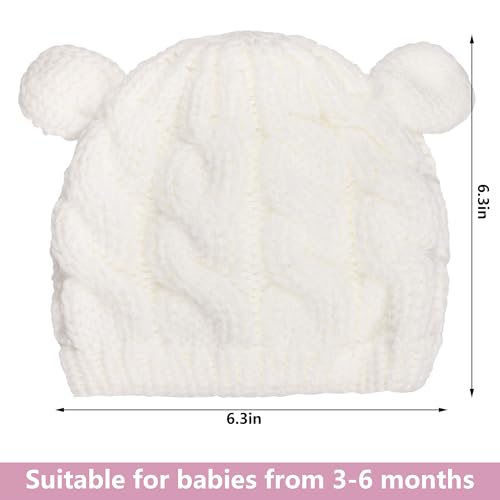 Baby Winter Hat Mittens Set Knitted Beanie Gloves for Baby Girls Boys Newborn Infant Toddler Autumn Winter - color: White