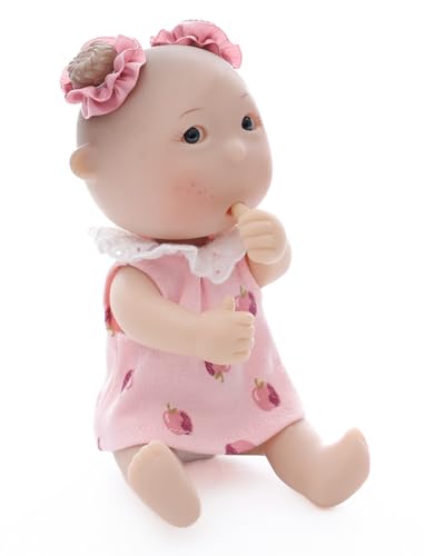 Mini Baby Doll, 7 Inch Mini Baby Doll with 5 Movable Joints, Thumb-Sucking Pose, Full Body Vinyl Doll for Play, Display, and Collection, Gifts for Boys and Girls, Collectors, Ages 3+ (Pink) - color: Pink
