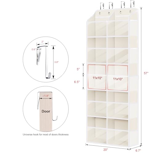 Univivi Hanging Yarn Storage Organizer with Side Pockets, 5 Tiers, Beige | 10 Clear Compartments, 10 Mesh Side Pockets, Large Capacity Hanging Yarn Organizer for Crochet Hook and Yarn Ball Storage - color: Beige, size: 5 LAYER
