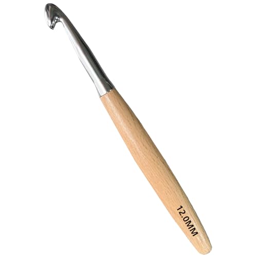 BsHooker Beech Wood Handle Crochet Hooks,12mm Ergonomic Crochet Hooks for Beginners and Arthritic Hands,Comfortable Grip - size: 12mm