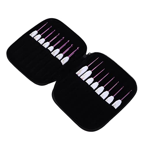 Crochet Hooks Set, 16 PCS Ergonomic Crochet Hooks Set Metal Crochet Hook Set Crochet Hooks Kit with Case Hand Knitting Yarn (Roseate) - color: Roseate