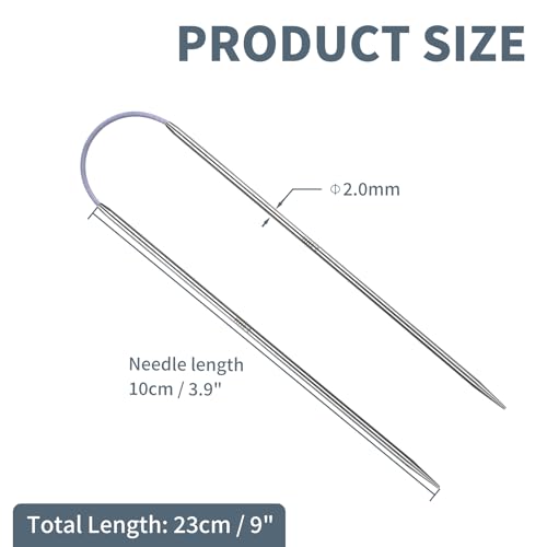 US0/2.0mm9-inchFlexibleCircular Double-Pointed Knitting Needles,3-Piece Set | Perfect for knitting socks, stuffed animals, fingerless gloves, coasters, and other small, delicate knitting projects - size: 2.0MM