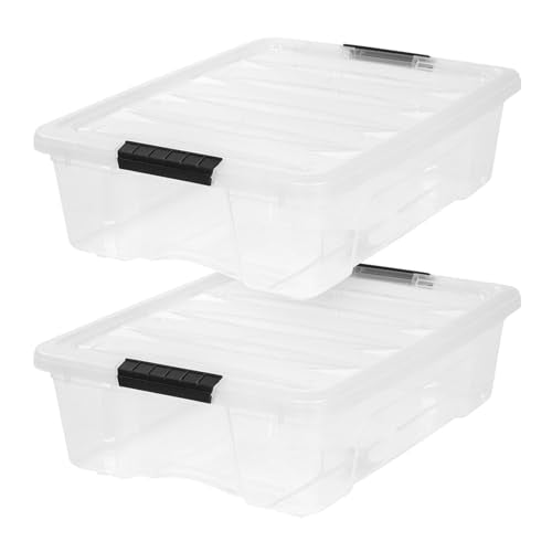 IRIS USA 2-Pack 27 Quart Storage Bins with Lids, Clear | Transparent design makes contents easy to find, Ideal for linens, décor, closet storage, and supplies, Saves space - color: Clear, size: 27 Qt, style: 2 Pack