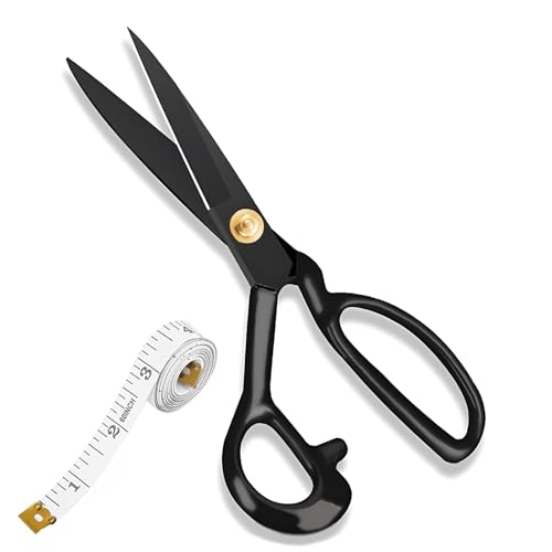 Fabric Sewing Scissors 10 Inch Heavy Duty Tailor Shears Professional | 10 Inch Professional High Carbon Steel Sewing Scissors with Sharp Blades and Rubber Handle for Fabric and Leather Cutting