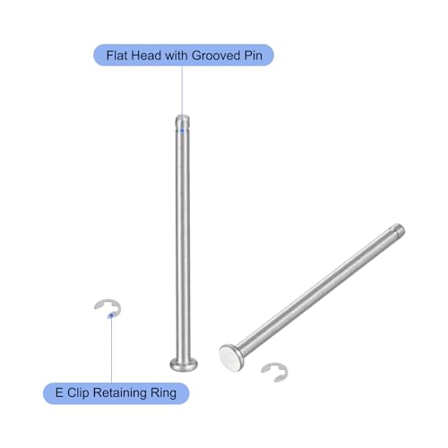 uxcell 20Set M3x50mm 304 Stainless Steel Cylindrical Shaft Snap Ring Locating Pin, Flat Head Grooved Hinge Cylinder Position Pin with E Clip Retaining Ring, Silver - size: M3x50mm