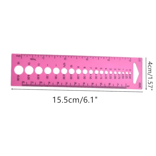 Knitting Needle Gauge Ruler, 2 Pcs, Pink | Plastic, Knitting Needle Sizer, Metric Measuring Tool, For Sewing