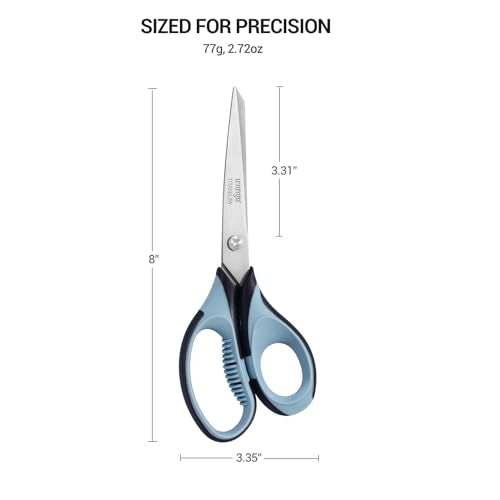 LIVINGO 3 Pack 8" Office Scissors All Purpose – Titanium Coated Blades | Ergonomic Colorful Handles, Sharp Heavy Duty Shears for Home, School Sewing & Craft Cutting Fabric, Paper