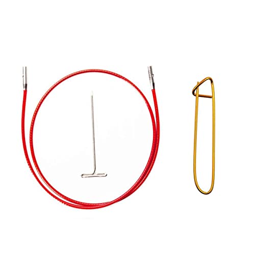 ChiaoGoo Twist Red Cable 22-Inch [L] for Large Circular Needle Tips | Fits US 9-13, [L] Nylon Coated Steel Cables, Memory-Free, Stitch Holder, Compatible with Twist, Spin, Quads, Forte Tips - size: 22 inches, Large US 9-15