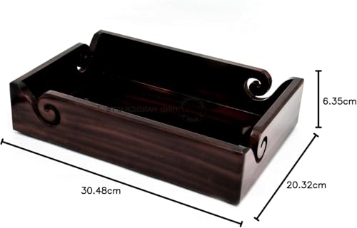 Solid Handmade Wooden Yarn Bowl Tray – Antique Torched Black Finish – 4-Way Yarn Holder for Knitting & Crochet – Rosewood Craft Organizer & Multipurpose Tray for Home, Office, Kitchen – 12"x8"x2.5" - color: Torched Black