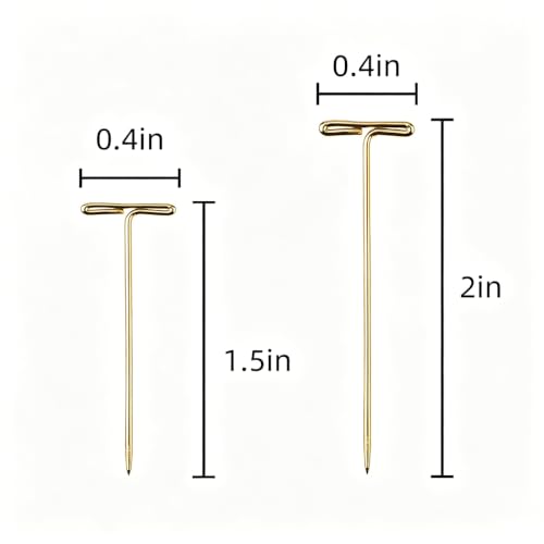 100PCS 2 Inch Gold Stainless Steel T-Pins, Universal Straight Sewing Pins for Wig Styling, Sewing, Quilting, Knitting Blocking, Craft & Office Decoration - color: Gold, size: 2in-100pcs