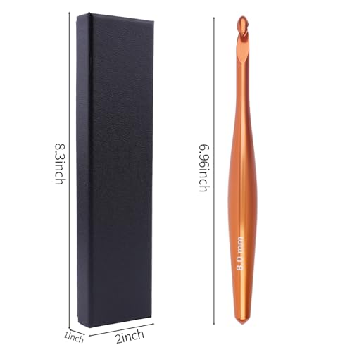 BsHooker 8mm Inline Crochet Hook Ergonomic Aluminum Crochet Hook with Case | Crochet Needles for Arthritic Hands,Crcohet Gift for Beginner - size: 8mm