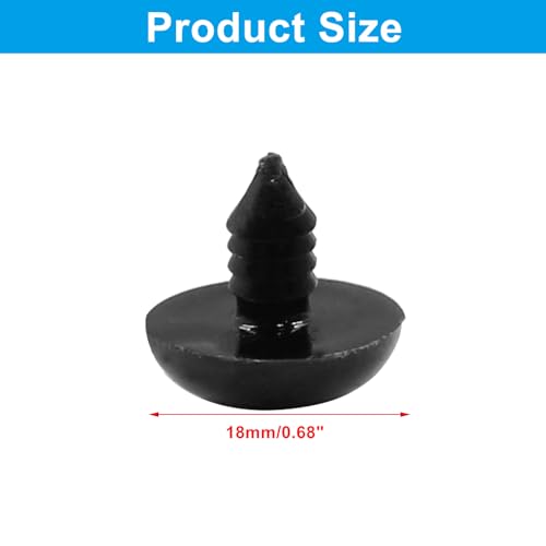 Hitefu 100 Pieces Large Safety Eye 18mm 0.7" Black Plastic Doll Eye | With Washer, Solid Craft, For DIY Puppet Crafts, Teddy Bear Amigurumi Making Supplies