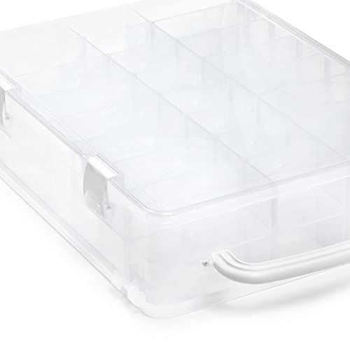 Dritz Double-Sided Thread Storage Box, 48 Compartments, Clear | Organize up to 48 thread spools with a double-sided, customizable storage box for easy access