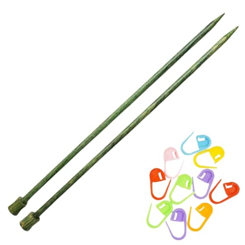 KnitPro Dreamz 10-Inch US 9 (5.5mm) Straight Single Point Knitting Needles | Polished Birchwood, Color-Coded, Semi-Sharp Tips, 10 Stitch Markers - size: US 09 (5.5mm), 10in. (25cm)