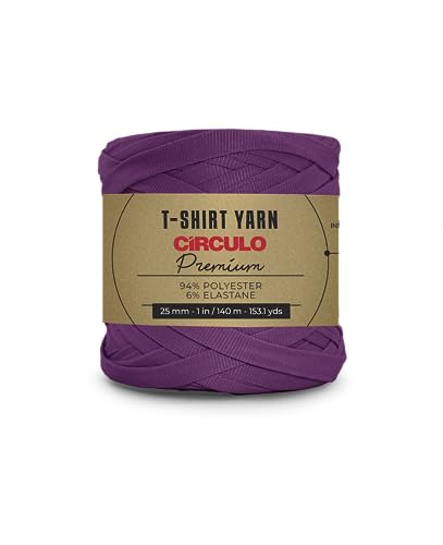 CIRCULO Premium T-Shirt Yarn - Soft, Lightweight, Seamless, Knot-Free. Easy-to-Use. Fettuccini Zpagetti, T Shirt Yarn for Crocheting & Knitting - 153.1 yds, (6291 - Wine) - color: 6291 - Wine