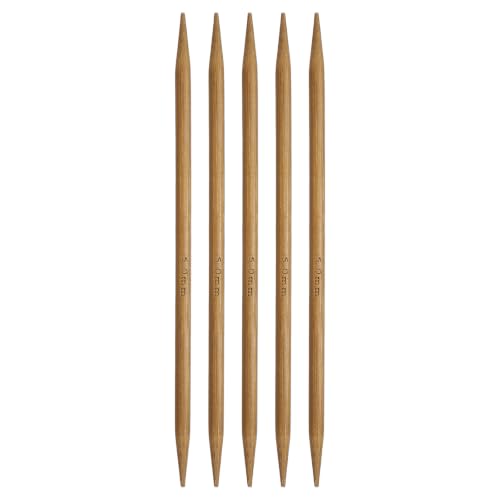 HARFINGTON 5Pcs Bamboo Knitting Needles Double Pointed Size US 8(5mm) Carbonized 6 Inch(15cm) Straight for Handmade Creative DIY Knitting Craft Yarn Projects - size: US 8(5mm)
