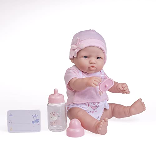 JC Toys - La Newborn Nursery | 7 Piece Baby Doll Gift Set | 12" Life-Like Baby Doll with Accessories | Pink | Ages 2+ (18344) - color: Pink Caucasian