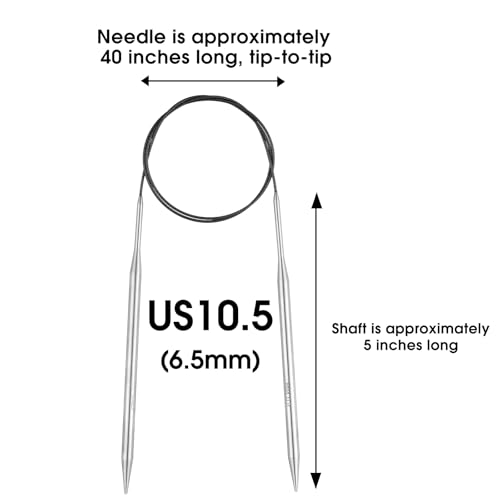 Circular Knitting Needles Stainless Steel Long Needles for Adults Beginners, Flexible Cord for Sweaters Blankets Socks,Lightweight Smooth Tips Magic Loop Knitting Needles (40inch, US10.5/6.5mm) - color: 40inch, size: US10.5/6.5mm