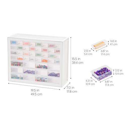IRIS USA 44-Drawer Small Parts Storage Cabinet, Crafts, Made in USA, White | Wall-mountable, Stackable, Building Bricks, Screws, Nuts & Bolts, Hardware, Garage Tool Storage - color: White, size: 44 Drawer