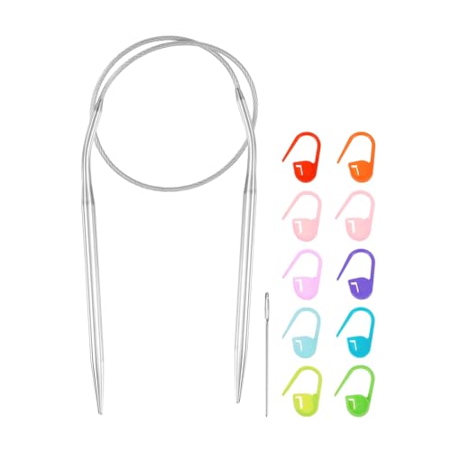 HARFINGTON Knitting Needles Size US 7(4.5mm) Circular Needle 16 Inch(40cm) Round Metal Stainless Steel for Handmade Projects DIY Knitting - size: Size-US-7-(4.5mm) x 40cm