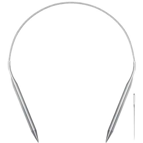 Aolfior Stainless Steel Circular Knitting Needles Size 10 16 Inch 6 mm Set Round Metal (Silver, 16 inch-10-(6.0mm)) Suitable for Beginners and Experienced Knitters Alike. - size: 16 inch-10-(6.0mm)