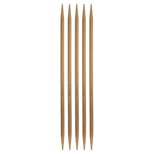 HARFINGTON 5Pcs Bamboo Knitting Needles Double Pointed Size US 5(3.75mm) Carbonized 6 Inch(15cm) Straight for Handmade Creative DIY Knitting Craft Yarn Projects - size: US 5(3.75mm)